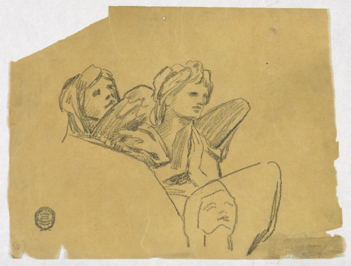 Sketch of Three Angels — Francis Augustus Lathrop, American, 1849–1909