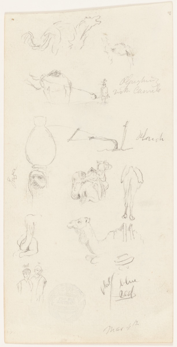 Figure and Camel Sketches from Gaza, Palestine — Frederic Edwin Church, American, 1826–1900