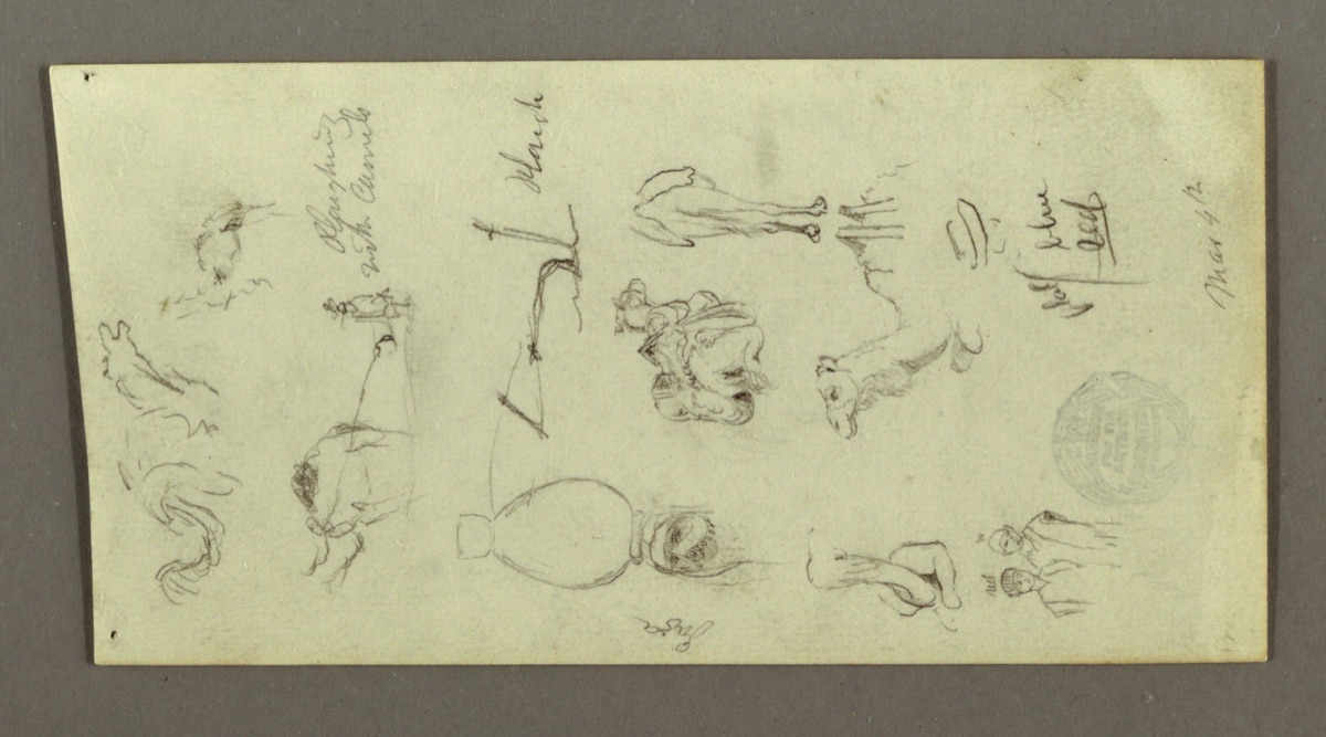 Figure and Camel Sketches from Gaza, Palestine — Frederic Edwin Church, American, 1826–1900
