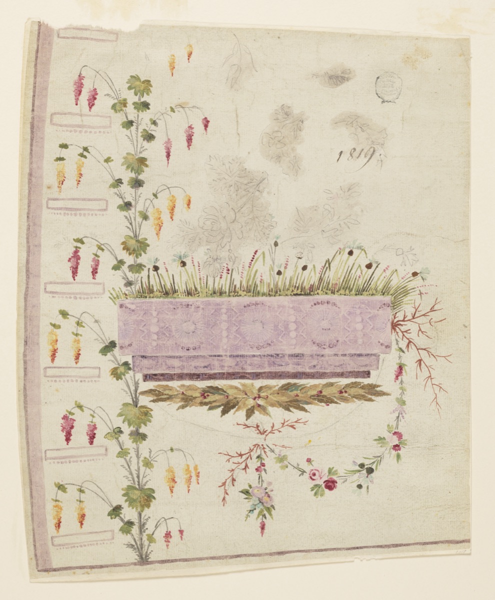 Design for Embroidered Waistcoat, pattern 1819 of the Fabrique de St. Ruf, "Gilet" design — Mademoiselle Montalent