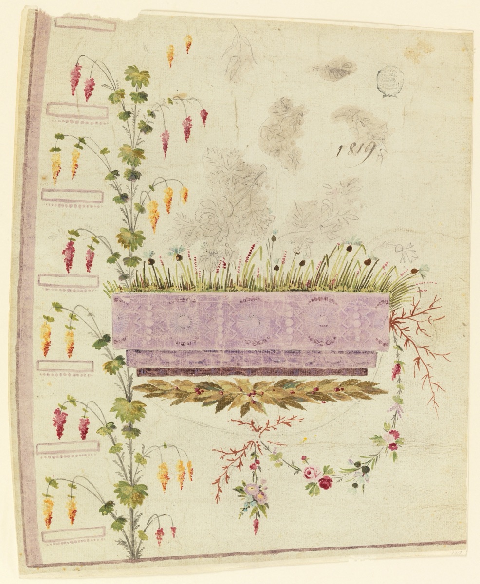 Design for Embroidered Waistcoat, pattern 1819 of the Fabrique de St. Ruf, "Gilet" design — Mademoiselle Montalent