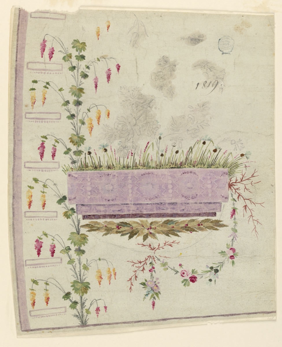 Design for Embroidered Waistcoat, pattern 1819 of the Fabrique de St. Ruf, "Gilet" design — Mademoiselle Montalent