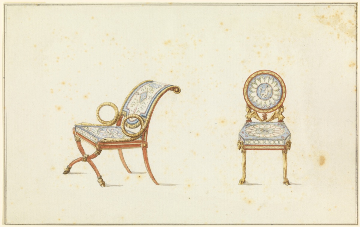 Design for Two Chairs — Jean Démosthène Dugourc, French, 1749–1825