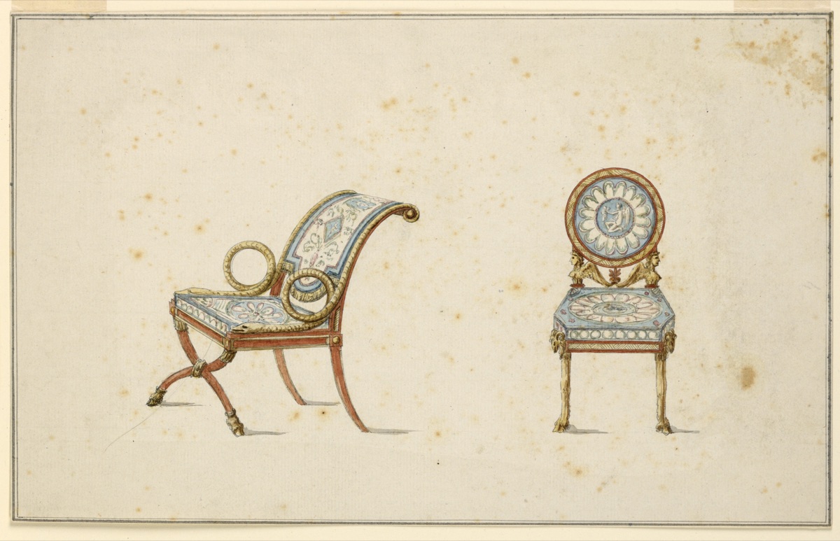 Design for Two Chairs — Jean Démosthène Dugourc, French, 1749–1825