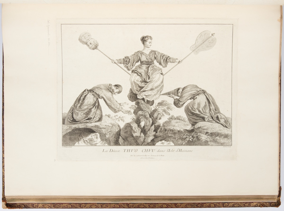 La Déesse THVO CHVU dans l'Isle d'Hainane — Antoine Watteau, French, 1684–1721; Michel-Guillaume Aubert, French, ca. 1700–1757; Marguerite Caillou Chéreau, French, active 1729–1755; Louis Surugue, French, 1686–1762