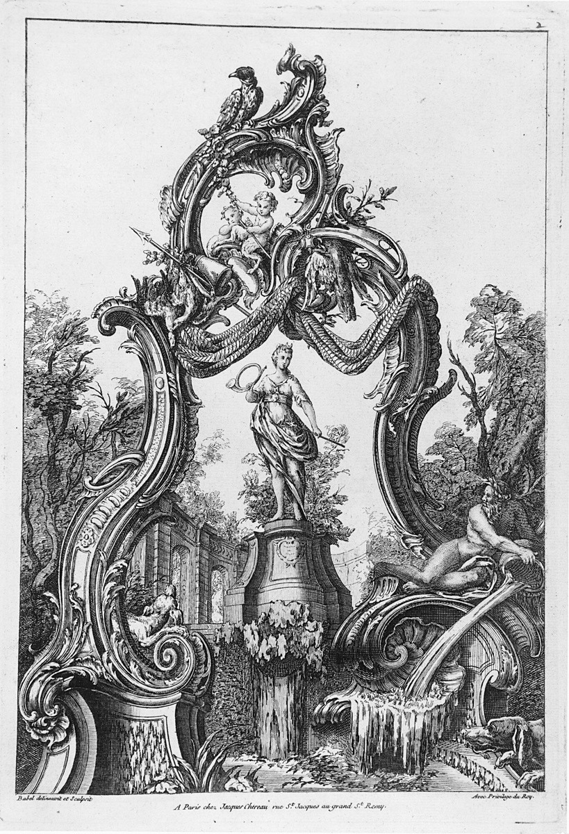 Rocaille Arch and Fountain with Diana — Pierre Edme Babel, French, 1720–1775; Pierre Edme Babel, French, 1720–1775; Jacques Chéreau, French, 1688–1776