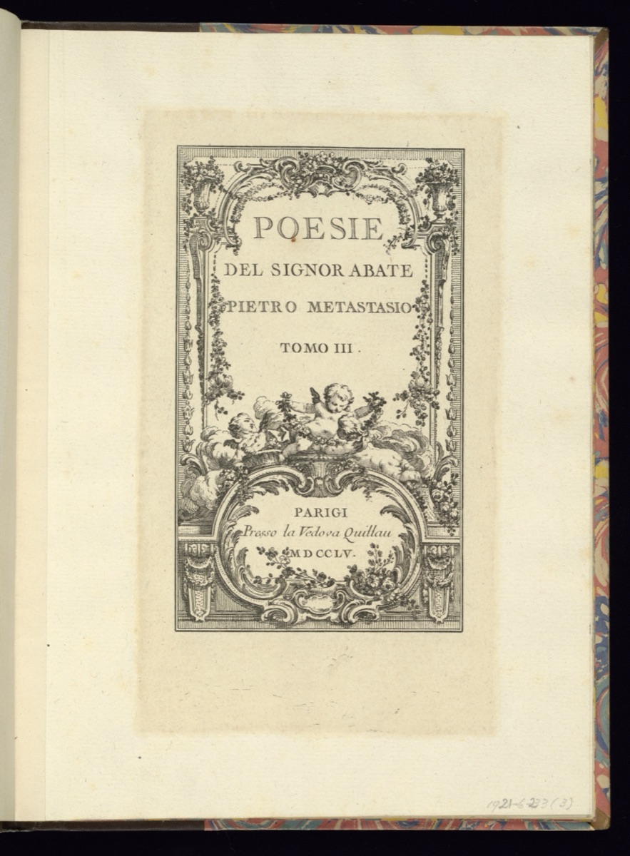 Title Page — Pietro Metastasio, Italian, 1698 – 1782; Agathe Quillau, French, d.1764
