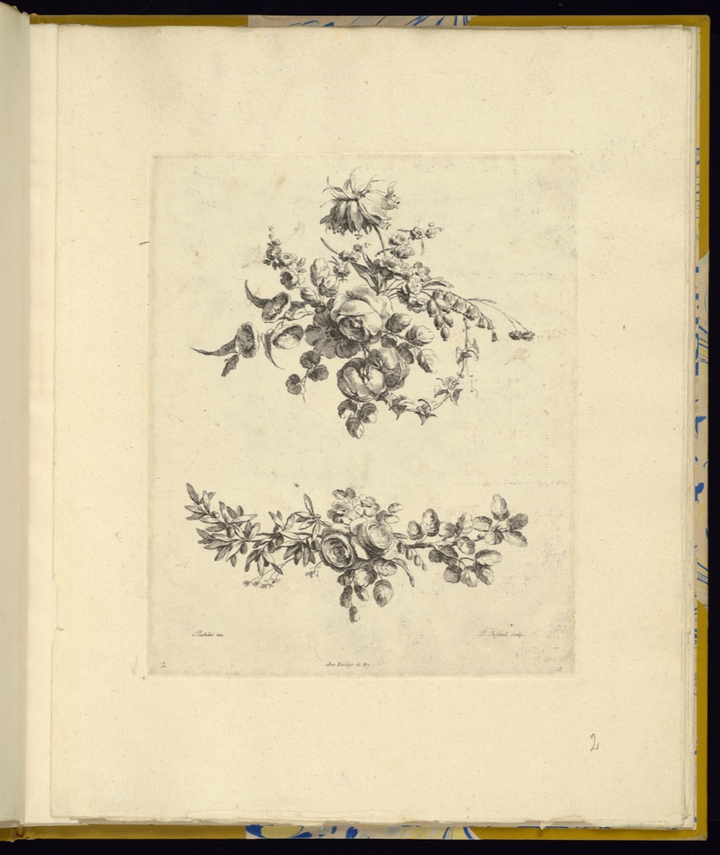 Two Floral Tailpieces or Fleurons — Jean-Jacques Bachelier, French, 1724 - 1806; Pierre-Philippe Choffard, French, 1730–1809; Pierre-Philippe Choffard, French, 1730–1809; Geneviève-Marguerite Chéreau, French, active 1755-1768, d.1782