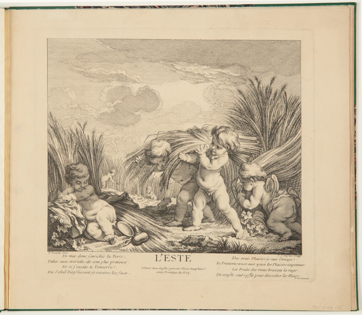 L’ESTÉ — François Boucher, French, 1703–1770; Claude Augustin Duflos, French, 1700–1786; Claude Augustin Duflos, French, 1700–1786