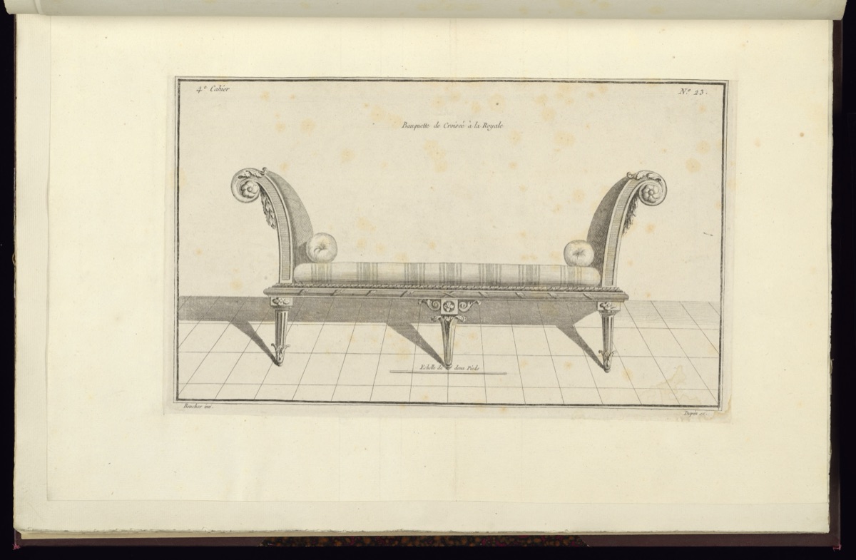 Banquette de Croisée à la Royale — Juste-François Boucher, French, 1736 – 1782; Nicolas Dupin, French, active 18th century; Le Père et Avaulez, Paris, 1772–1777; Charles Le Pere, French, active 1772 – 1777; Pierre-Michel Avaulez, French, active 1772 – d. 1777