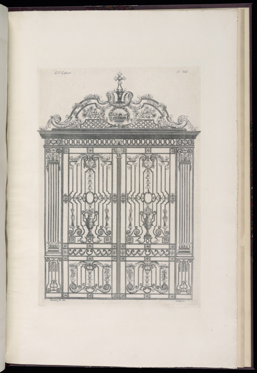 Designs for an Iron Gate — Juste-François Boucher, French, 1736 – 1782; Jacques Juillet, French, 1739- after 1784; Charles Le Pere, French, active 1772 – 1777; Pierre-Michel Avaulez, French, active 1772 – d. 1777; Le Père et Avaulez, Paris, 1772–1777