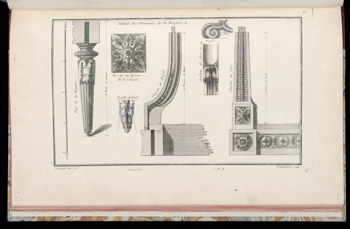 Détail des ornemens de la Bergere A — Richard de Lalonde, French, active 1780–96; Pierre Claude Delagardette, French, 1745 - 1792; Jacques-François Chéreau, French, 1742–1794