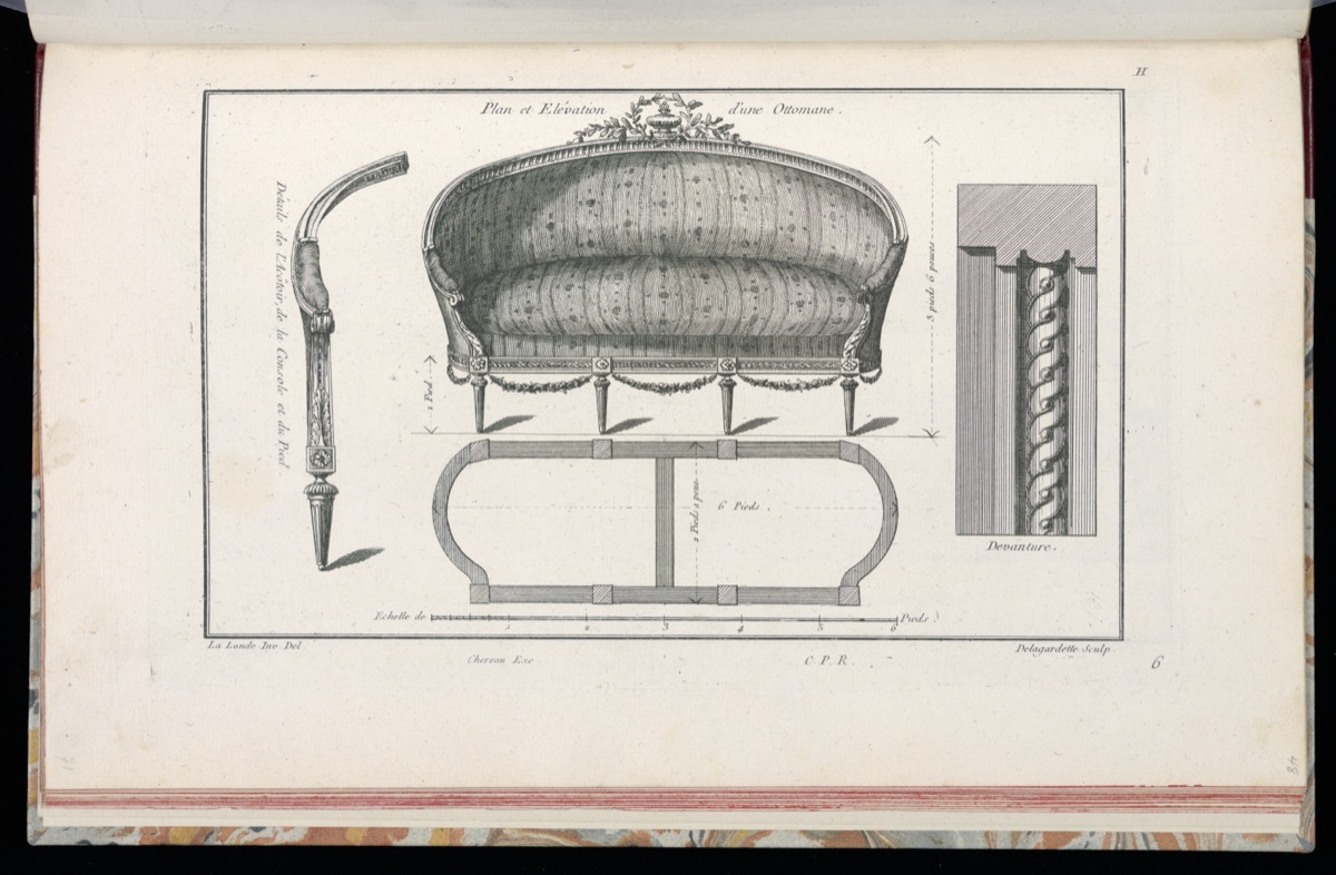 Plan et Elévation d'une Ottomane — Richard de Lalonde, French, active 1780–96; Pierre Claude Delagardette, French, 1745 - 1792; Jacques-François Chéreau, French, 1742–1794
