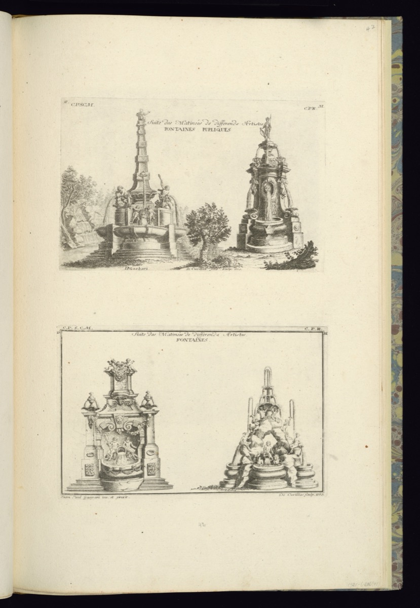 Two Fountain Designs — Giovanni Paolo Gaspari, 1714 – 1775; François de Cuvilliés the younger, German, 1731 - 1777; François de Cuvilliés the younger, German, 1731 - 1777