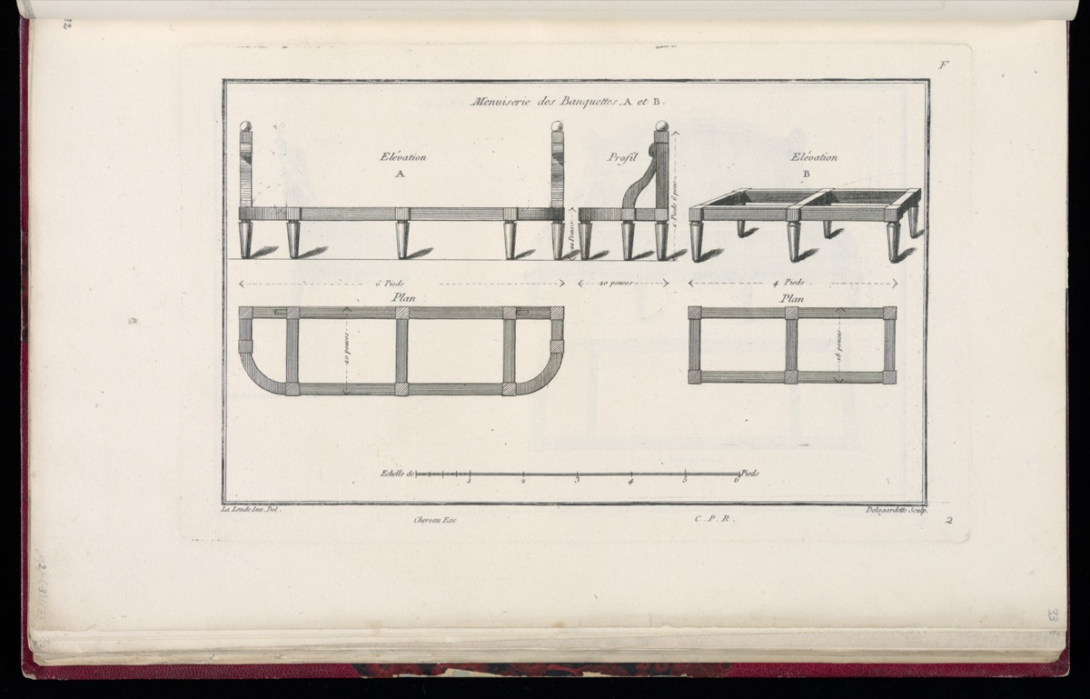 Menuiserie des Banquettes A et B — Richard de Lalonde, French, active 1780–96; Pierre Claude Delagardette, French, 1745 - 1792; Jacques-François Chéreau, French, 1742–1794