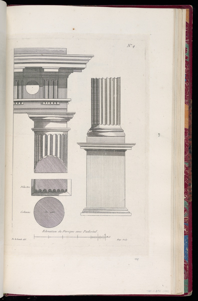 Elévation du Dorique avec Piédestal — Richard de Lalonde, French, active 1780–96; Jean-Baptiste Fay, French, active 1765 – 1790s; Pierre Jean, French, 1754–1829