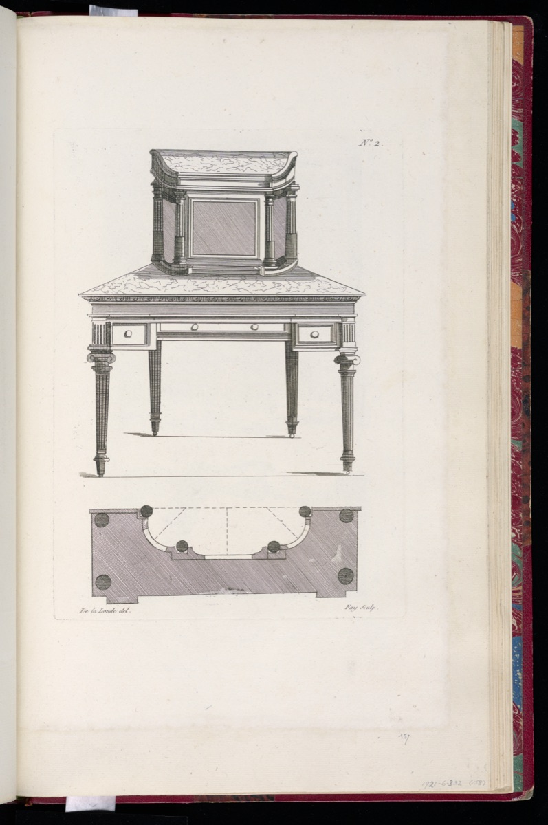 Design for a Desk — Richard de Lalonde, French, active 1780–96; Jean-Baptiste Fay, French, active 1765 – 1790s; Pierre Jean, French, 1754–1829