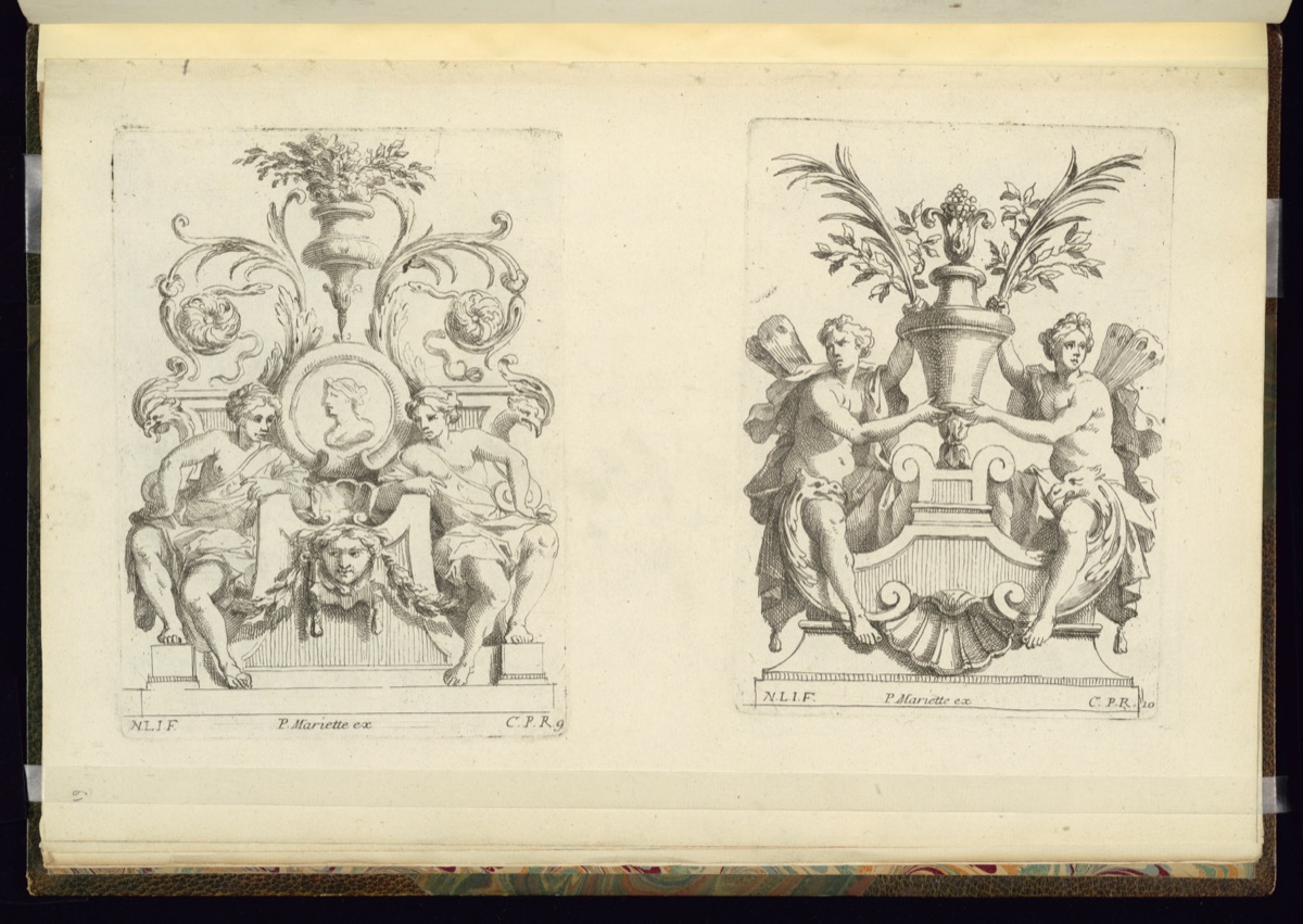 Two Ornament Designs — Nicolas Pierre Loir, French, 1624 - 1679; Nicolas Pierre Loir, French, 1624 - 1679; Pierre Mariette II, French, 1634 - 1716