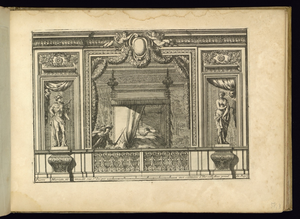 Alcove with a Bed and Figures — Jean Le Pautre, French, 1618–1682; Jean Le Pautre, French, 1618–1682; Pierre Mariette II, French, 1634 - 1716