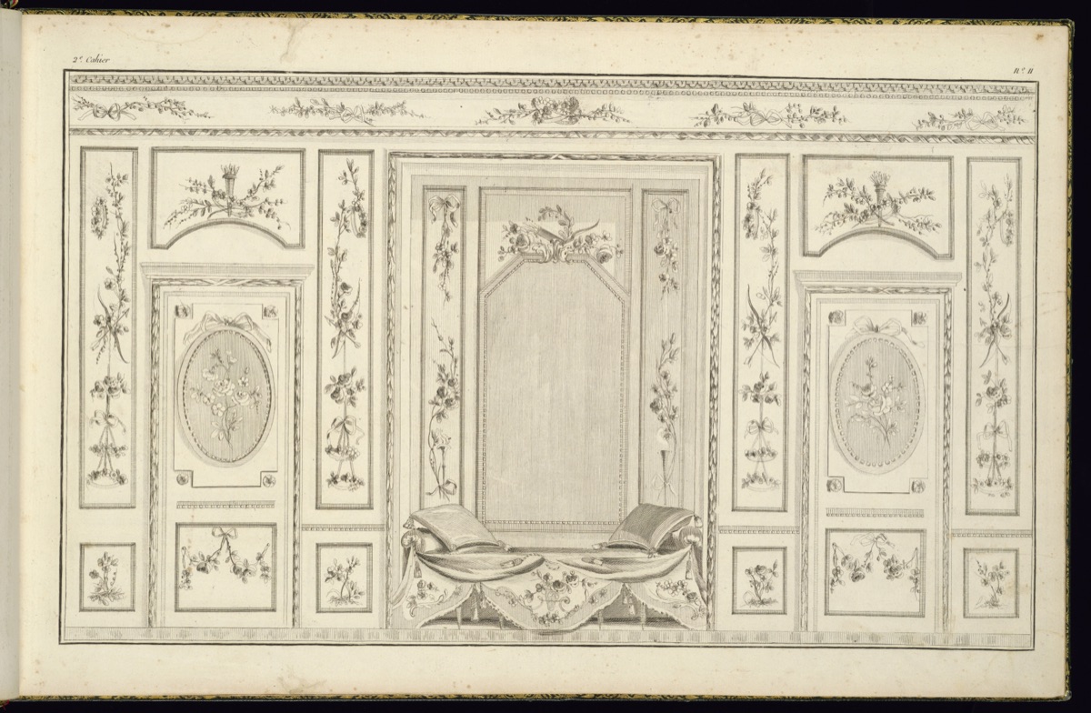 Interior Wall Elevation with a Bed — Pierre Ranson, French, 1736–1786; Jacques Juillet, French, 1739- after 1784; Émilie-Louise Avaulez, French, active 1777 – 1779
