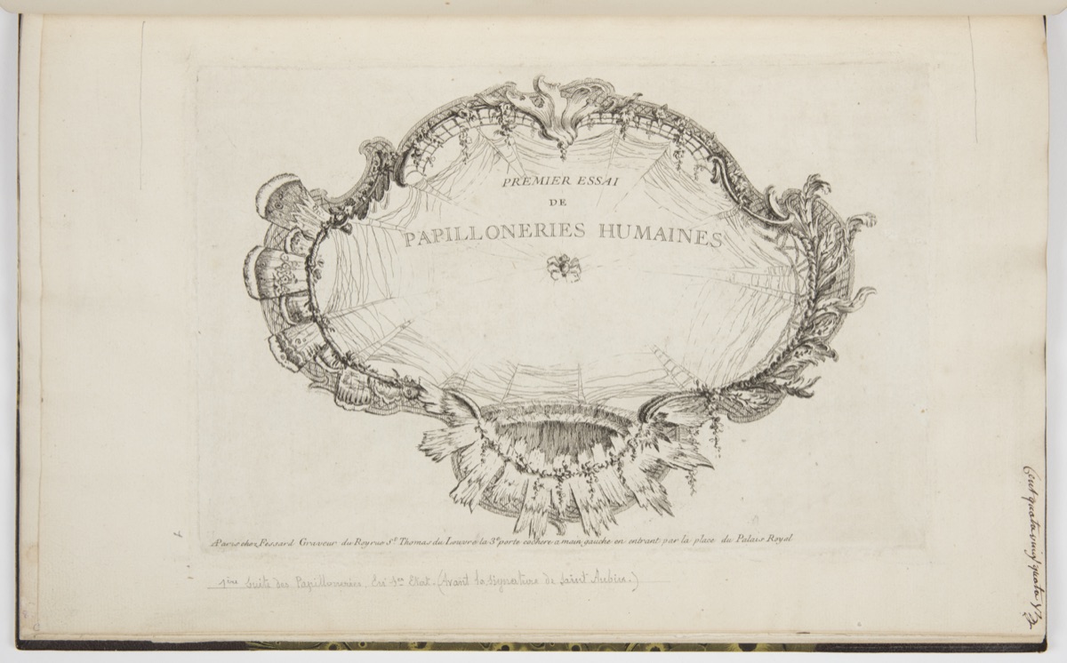 Title Page — Charles-Germain de Saint-Aubin, French, 1721–1786; Charles-Germain de Saint-Aubin, French, 1721–1786; Étienne Fessard, French, 1714–1777