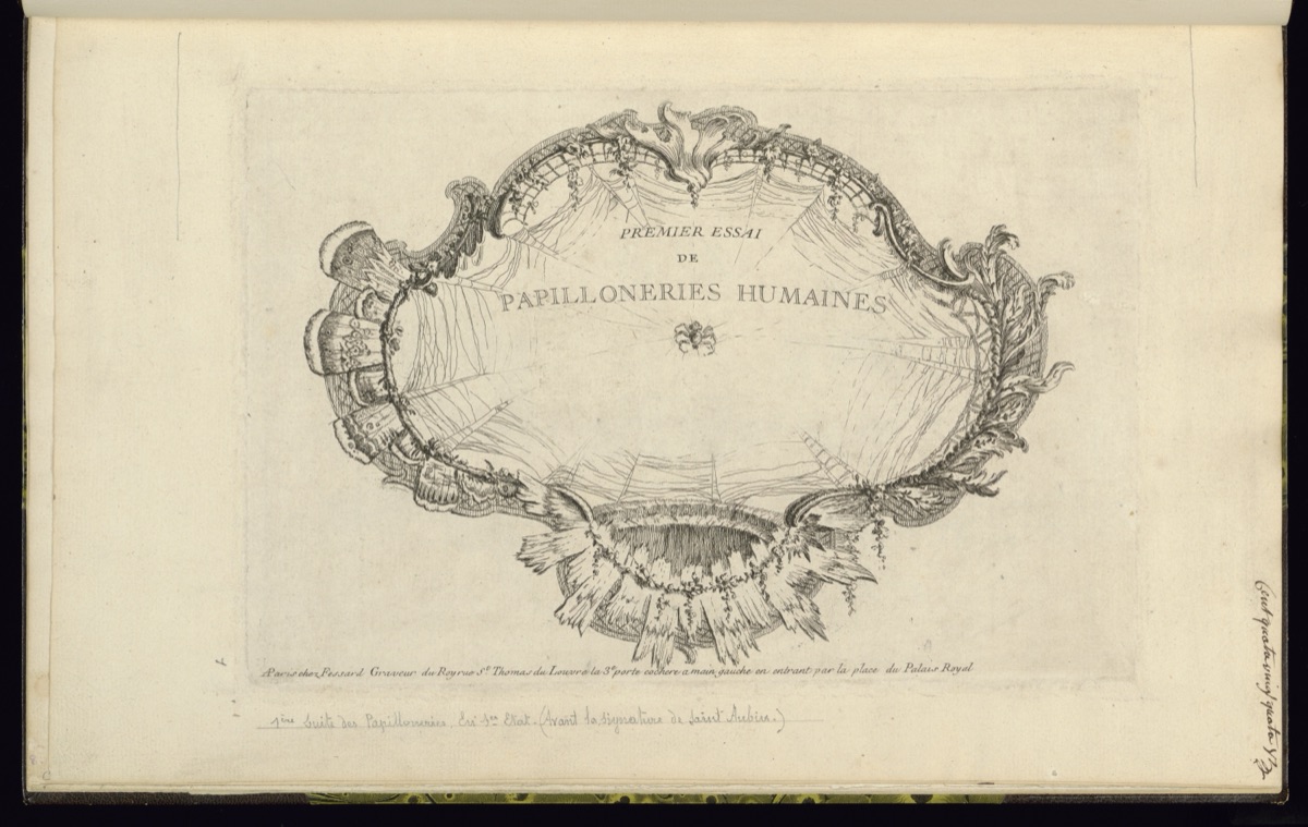 Title Page — Charles-Germain de Saint-Aubin, French, 1721–1786; Charles-Germain de Saint-Aubin, French, 1721–1786; Étienne Fessard, French, 1714–1777