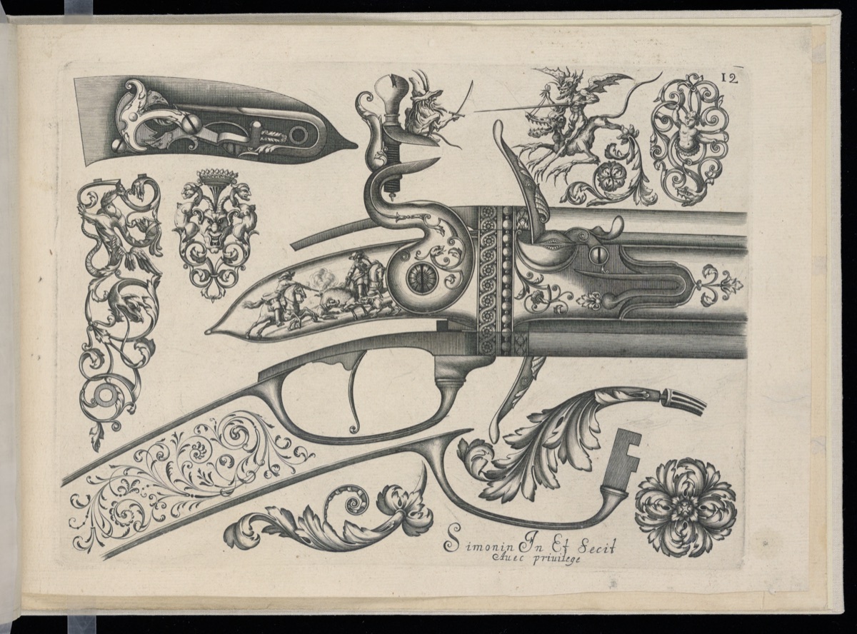 Designs for Firearms Ornament and Fittings — Claude Simonin, French, ca. 1635 – 1721; Laurent Le Languedoc, French, active ca. 1684 – 1705; Claude Simonin, French, ca. 1635 – 1721; Laurent Le Languedoc, French, active ca. 1684 – 1705