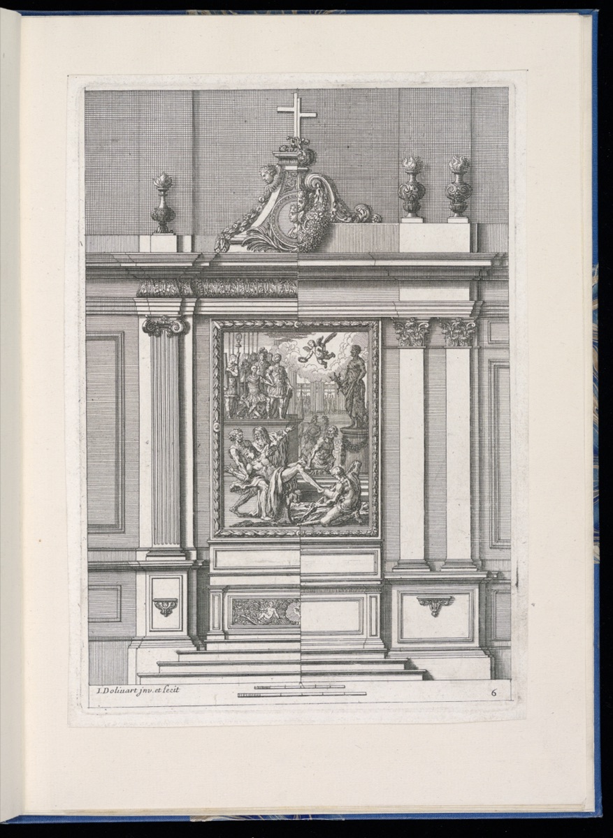 Two Alternative Designs for Altars — Juan Dolívar, Spanish, active in France, 1641–1692; Juan Dolívar, Spanish, active in France, 1641–1692; Marguerite Gastelier, French, 16..–1698