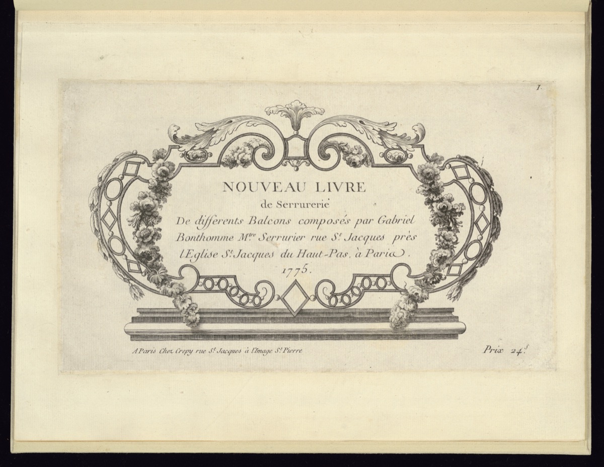 Title Page — Gabriel Bonthomme, France, active ca. 1775; Jean-Baptiste Crépy, French, active 1753 – d. 1796