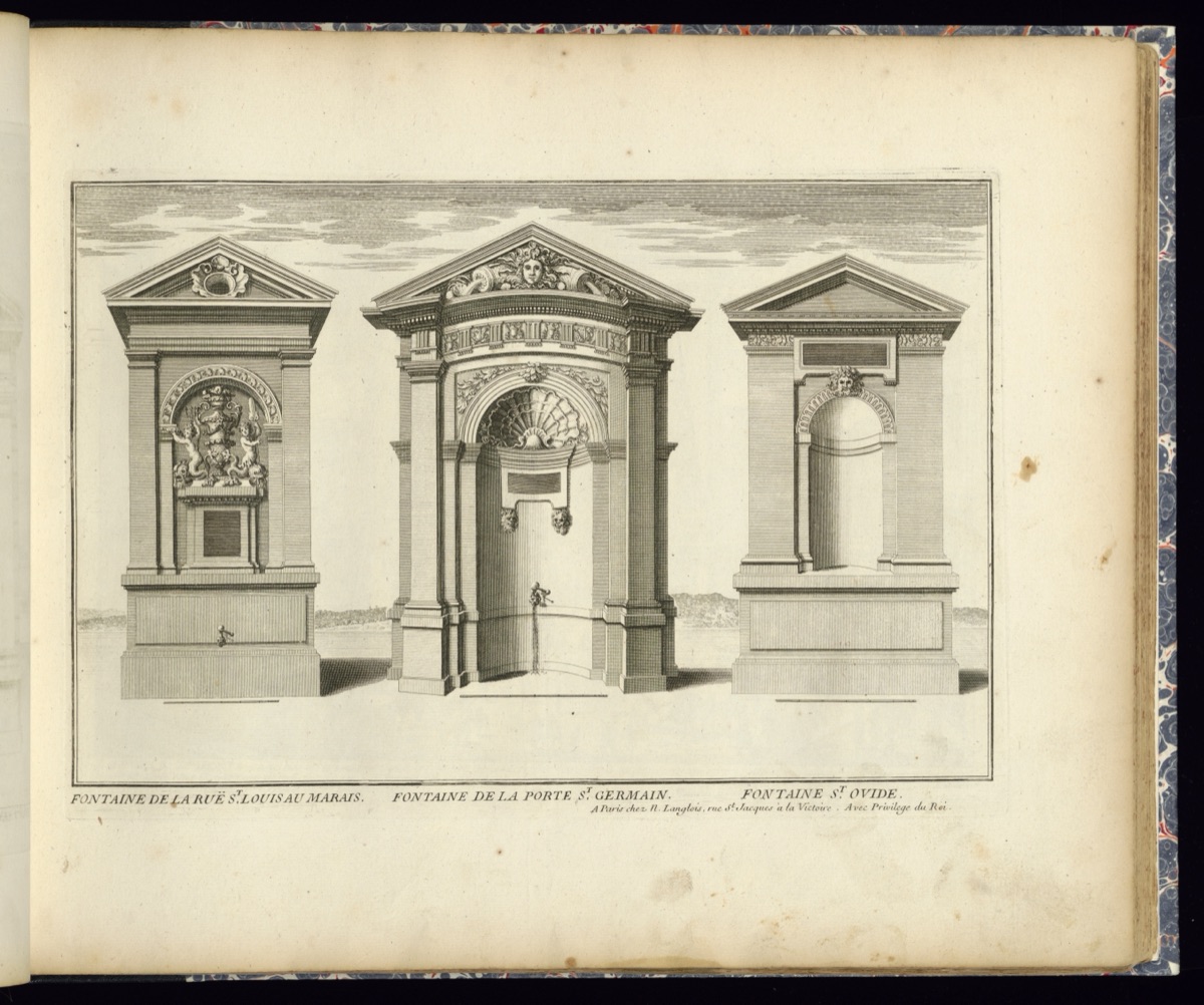 FONTAINE DE LA RUË AU MARAIS / FONTAINE DE LA PORTE ST. GERMAIN / FONTAINE ST. OVIDE — Gabriel Perelle, French, 1604–1677; Adam Perelle, French, 1638 – 1695; Nicolas Langlois, French, 1640 - 1703