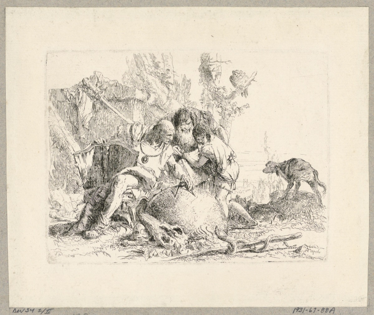 Two Philosophers and Boy, plate 22 from the Scherzi di Fantasia — Giovanni Battista Tiepolo, Italian, 1692 - 1770