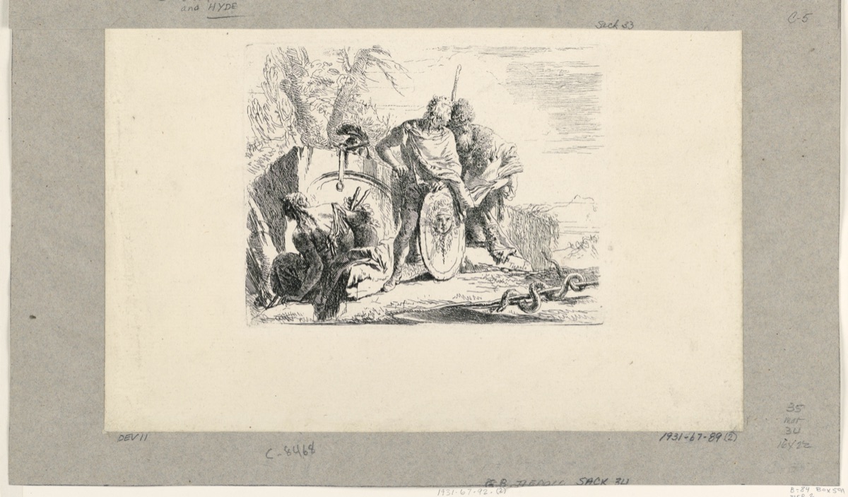 Seated Woman, Young Soldier, and Magus, from the Vari Capricci — Giovanni Battista Tiepolo, Italian, 1692 - 1770