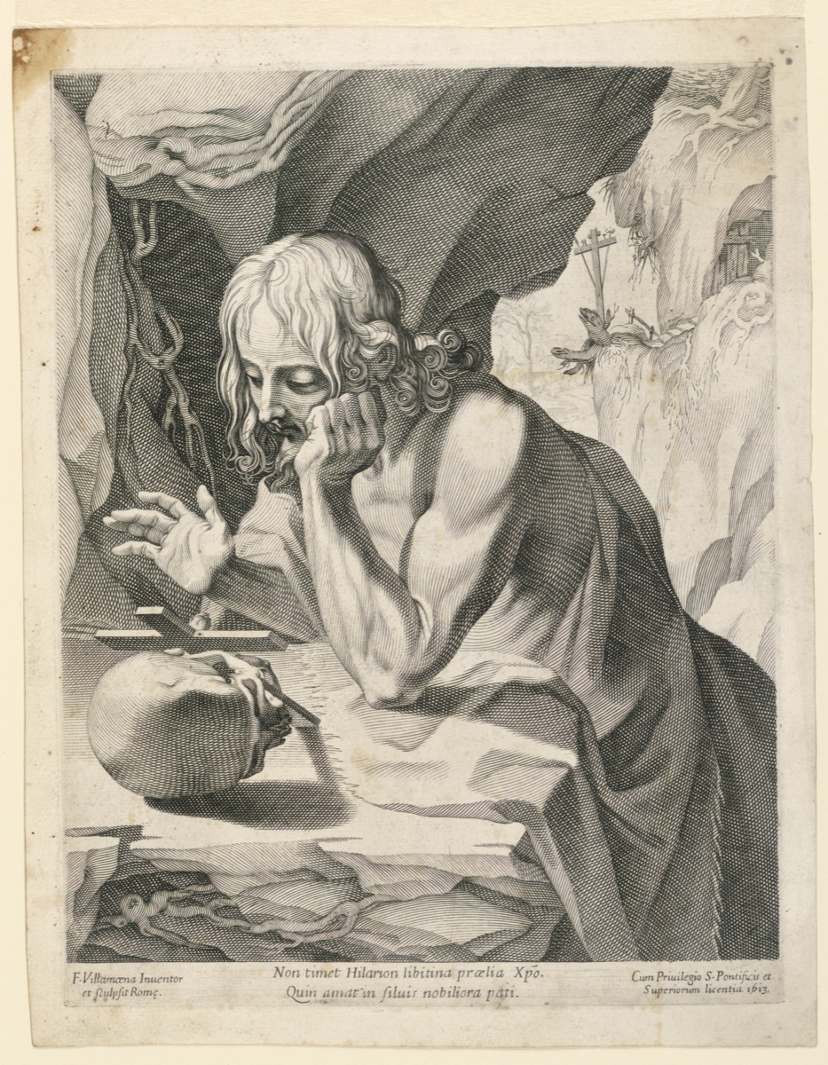Saint John in the Wilderness (Saint Hilarion) — Francesco Villamena, ca.1566 – 1626