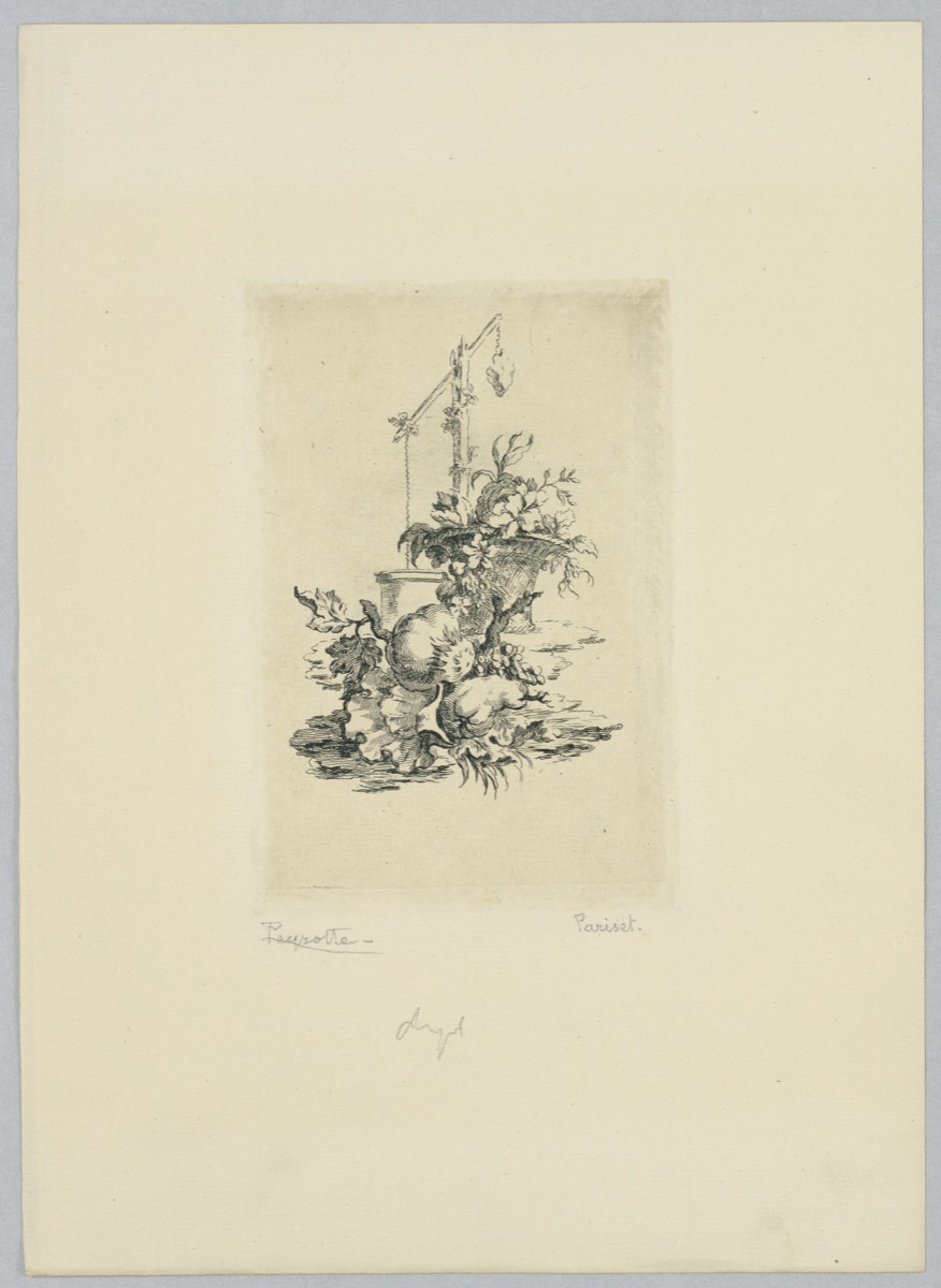 Vignette with Gourds, a Basket, and a Scale — D. P. Pariset, French, 1740 - ca. 1783; François Vivares, French, 1709 – 1782