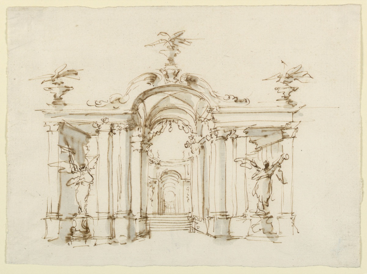 Stage design, a garden loggia — Filippo Juvarra, Italian, 1678 - 1736
