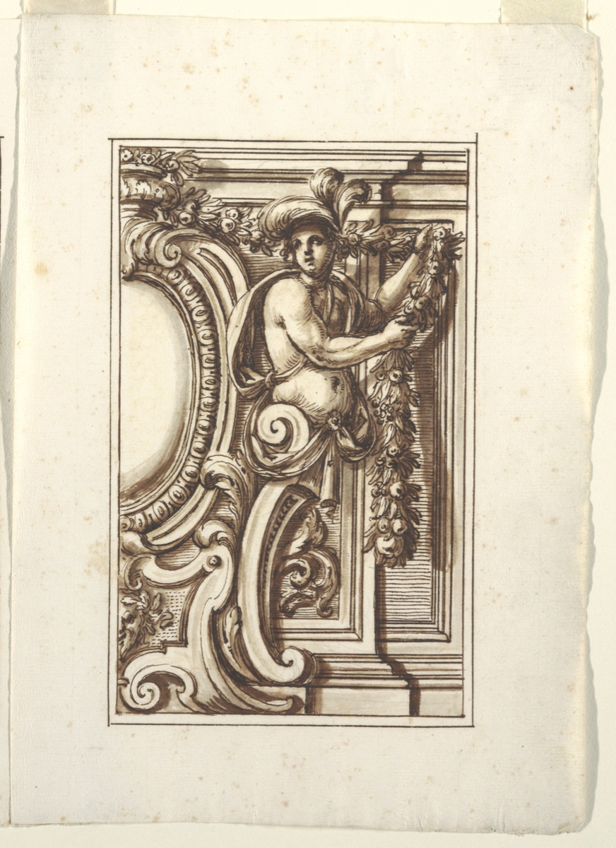 One of a set of twelve projects for the decoration of wall panels, to be placed at a height. Preceded by a title page