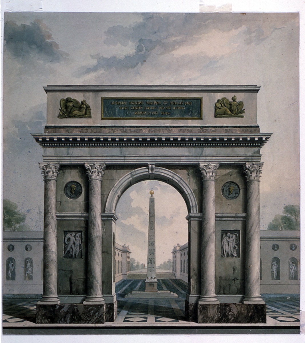 Triumphal Arch on an Ideal Piazza — Gaetano Frizzati, Italian