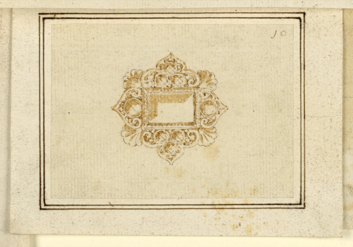Design for oblong brooch with diamond