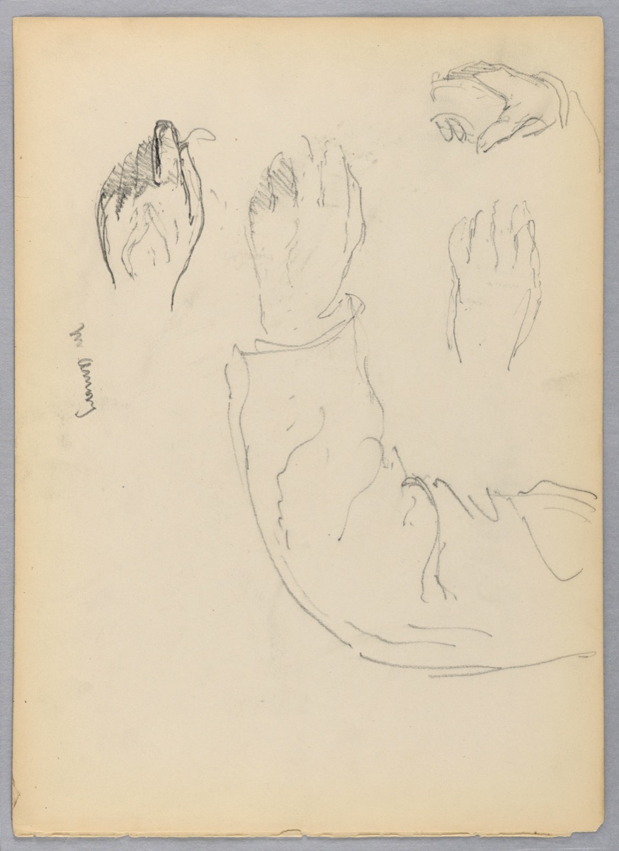 Sketches of Hands for Portrait of William Amory — Daniel Huntington, American, 1816–1906