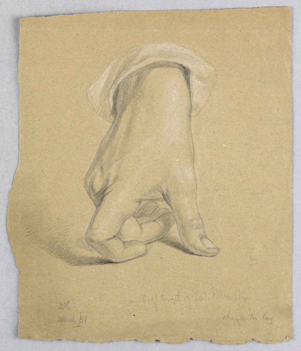 Study of Right Hand of Alexander Hamilton — Daniel Huntington, American, 1816–1906