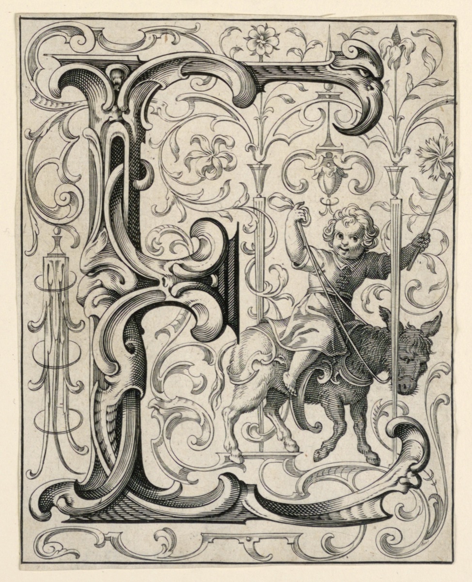 Panel with the Letter "E" from the "Newes ABC Büechlein" — Lukas Kilian, German, 1579 – 1637