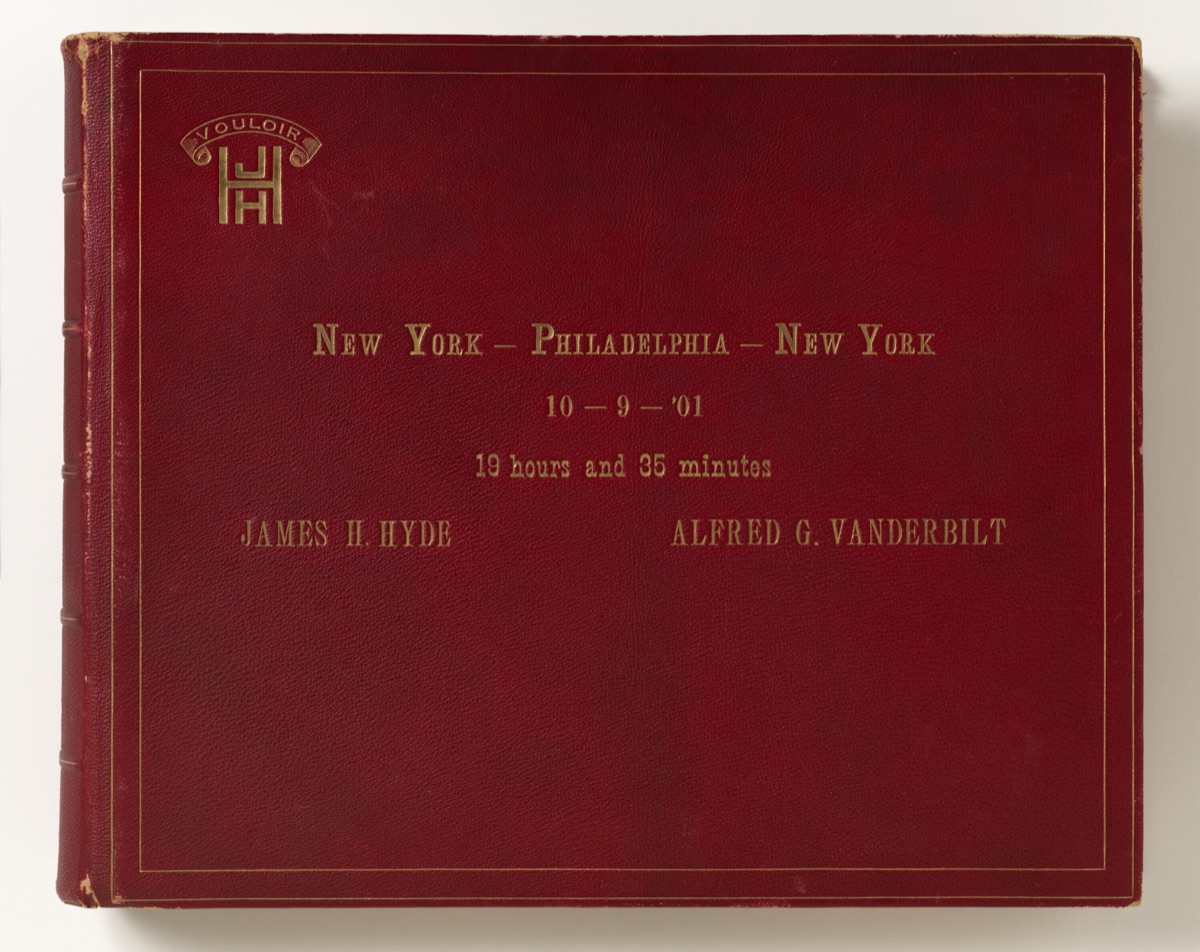 Commemorative Scrapbook Documenting the 1901 Record Breaking Coach Race from New York City to Philadelphia and Back Again