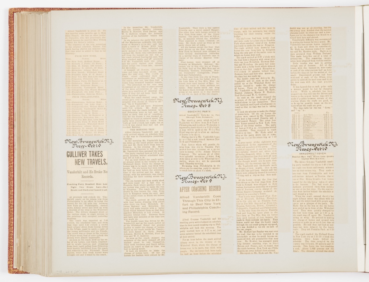 Commemorative Scrapbook Documenting the 1901 Record Breaking Coach Race from New York City to Philadelphia and Back Again