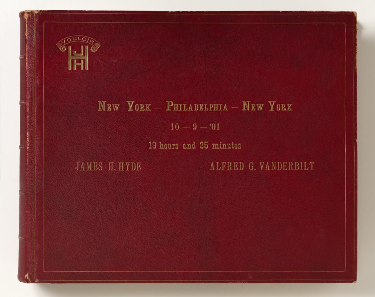 Commemorative Scrapbook Documenting the 1901 Record Breaking Coach Race from New York City to Philadelphia and Back Again
