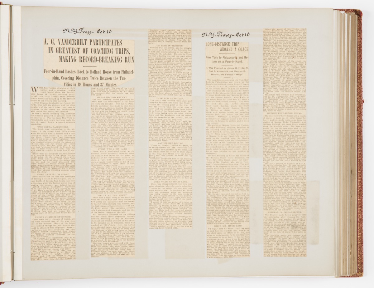 Commemorative Scrapbook Documenting the 1901 Record Breaking Coach Race from New York City to Philadelphia and Back Again