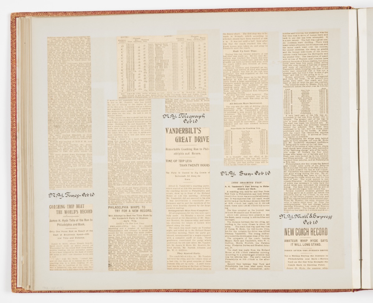 Commemorative Scrapbook Documenting the 1901 Record Breaking Coach Race from New York City to Philadelphia and Back Again