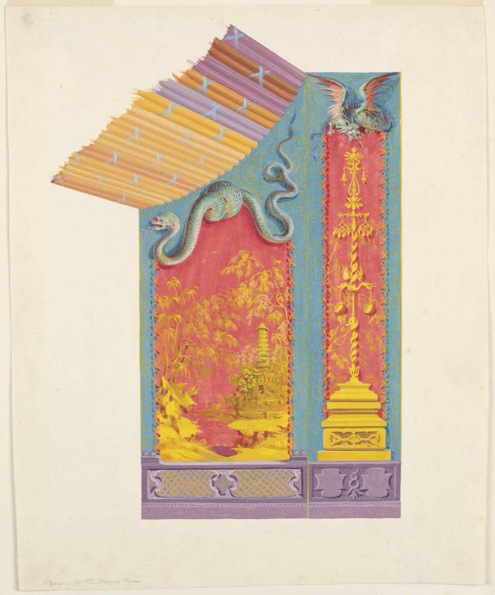 Design for the North Wall of the Music Room, Royal Pavilion, Brighton — Frederick Crace, English, 1779–1859