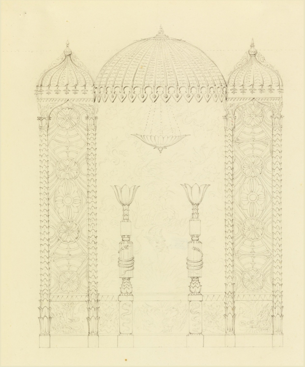 Standards and Wall Decoration, Banqueting Room, Royal Pavilion, Brighton — Frederick Crace, English, 1779–1859