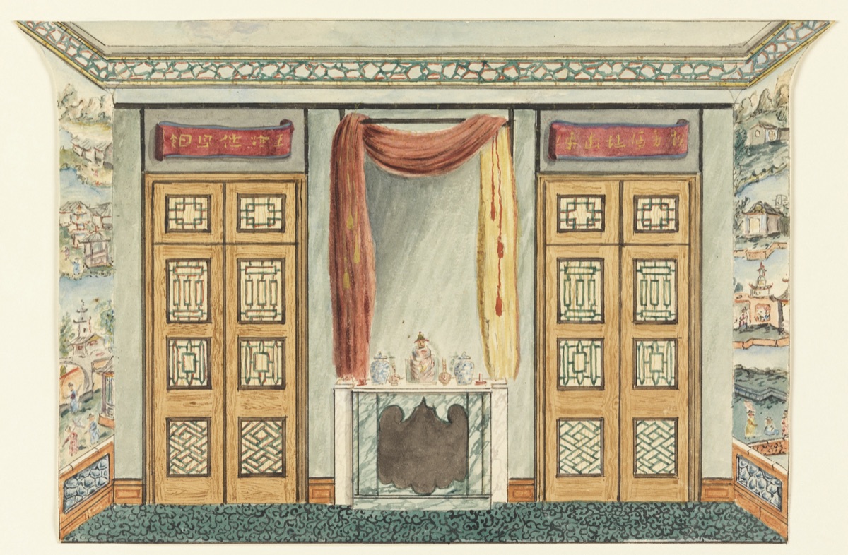 Interior with Chinese Wallpaper — Frederick Crace, English, 1779–1859