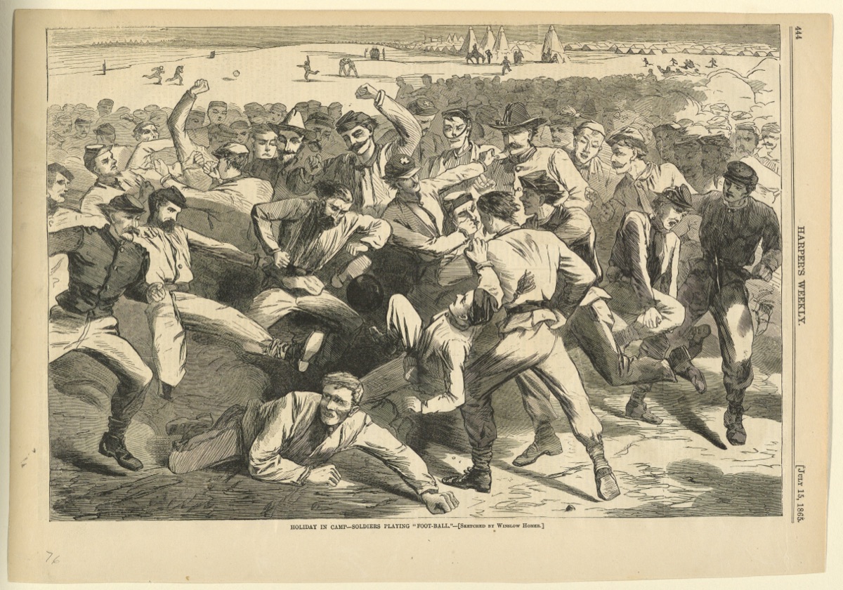 Holiday in Camp – Soldiers Playing "Foot-Ball" — Harper & Bros., New York, New York, USA